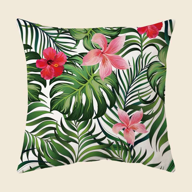 

Leaf Print Cushion Cover Without Filler, Multicolor