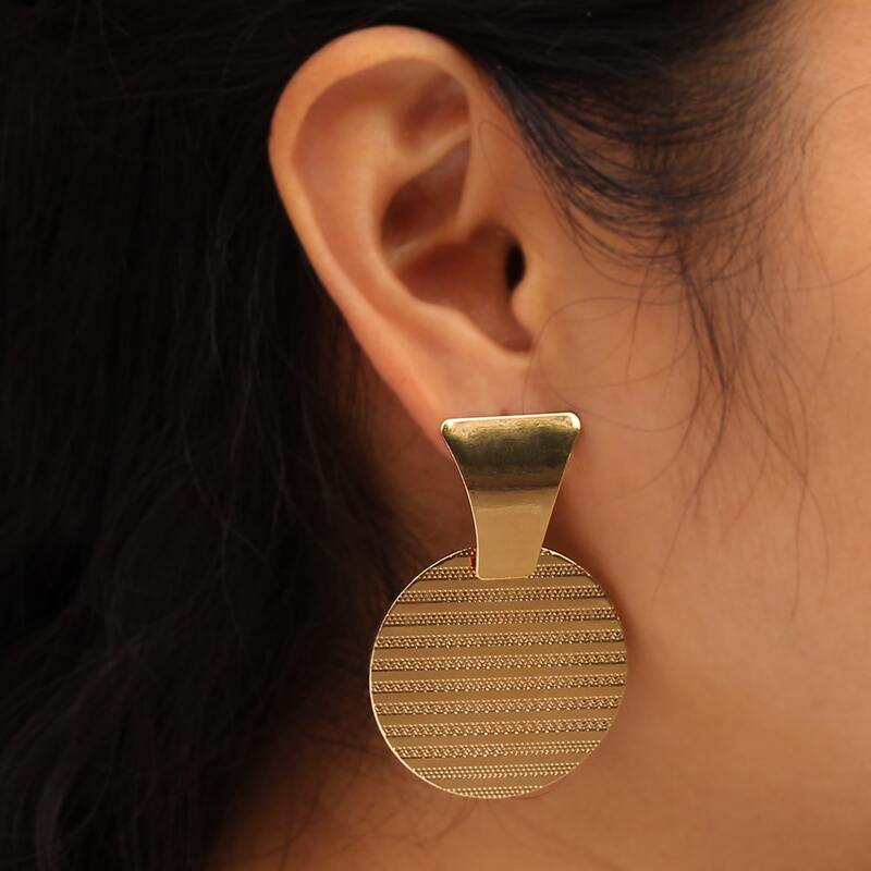 

Round Drop Earrings, Gold