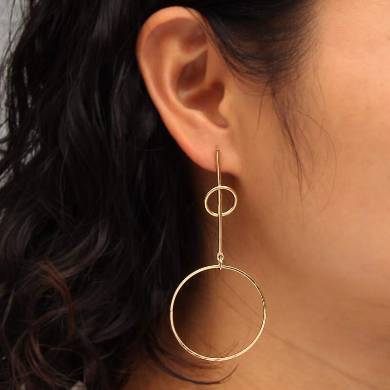 

Ring Charm Drop Earrings, Gold
