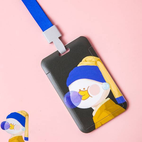 

1pc Cartoon Graphic Lanyard Card Holder, Multicolor