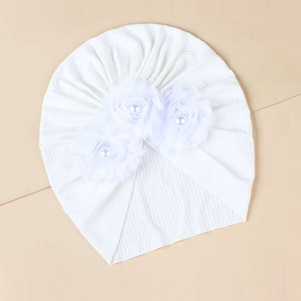 

Baby Flower Decor Hat, White