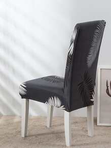 Funda de silla elástica con estampado de hoja - Gris - Ver 2