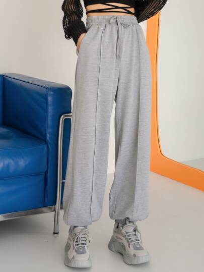 DAZY Einfarbige Jogginghose mit Kordelzug in der Taille, Damen Jogginghose