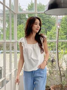 DAZY Blusas Bordado de ojal Liso Bohemio - Blanco - Ver 6