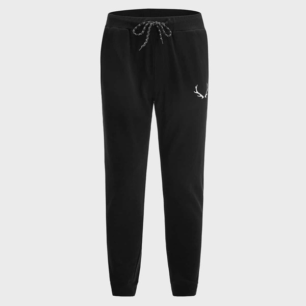 

Men Elk Print Joggers, Black