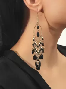 Hoa tai cườm - màu đen - Xem 1