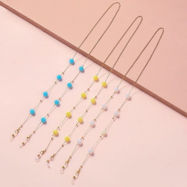 

3pcs Faux Pearl Decor Face Mask Chain, Multicolor