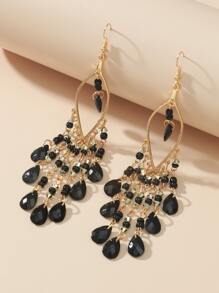 Hoa tai cườm - màu đen - Xem 3