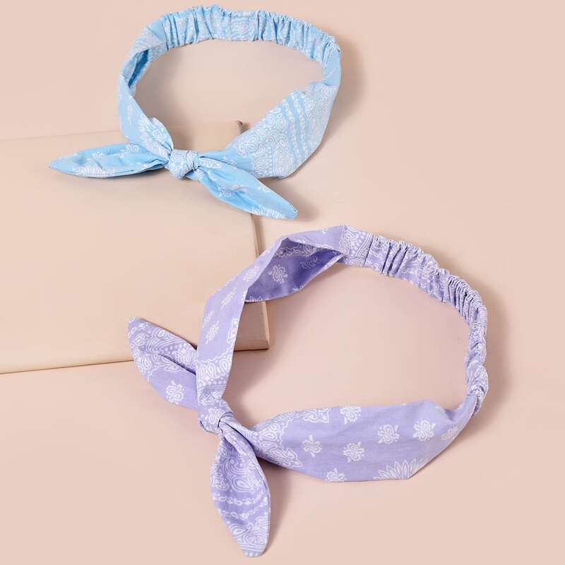 

2pcs Knot Design Hair Band, Multicolor