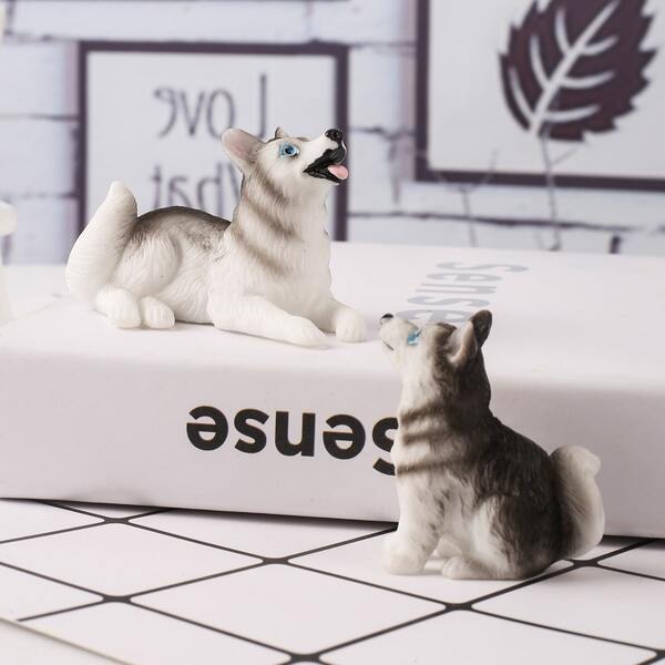

2pcs Dog Shaped Art Decoration, Multicolor