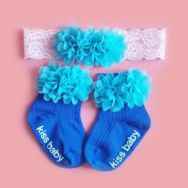 

Baby Flower Decor Headband & 1pair Socks, Royal blue