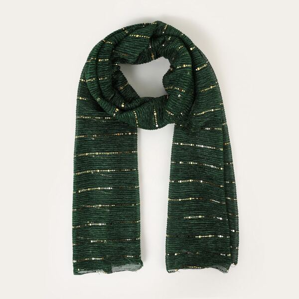 

Sequin Decor Scarf, Dark green