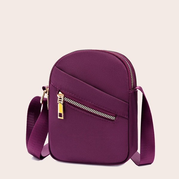 

Zipper Front Minimalist Crossbody Bag, Purple