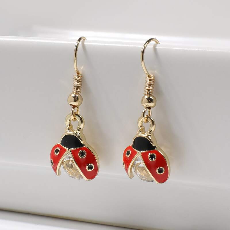 

Ladybug Charm Drop Earrings, Multicolor