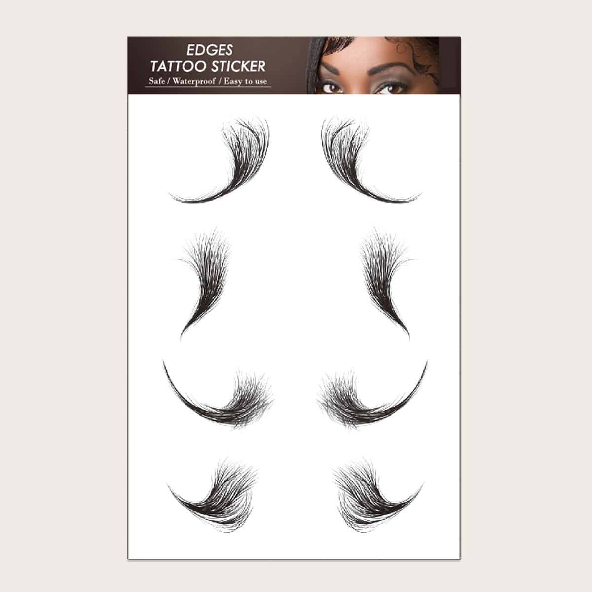 

1sheet Hairline Edge Tattoo Sticker, Black