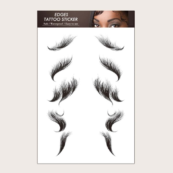 

1sheet Hairline Edge Tattoo Sticker, Black