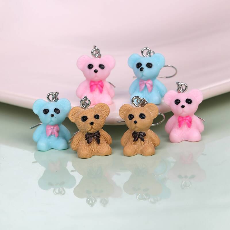 

3pairs Cartoon Bear Drop Earrings, Multicolor