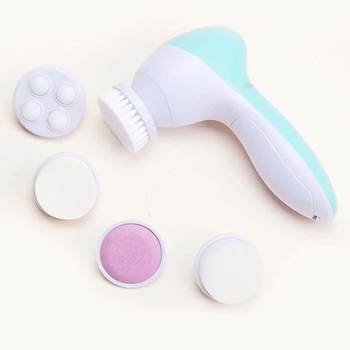 

1pc Electric Facial Cleansing Brush & 5pcs Head, Baby blue