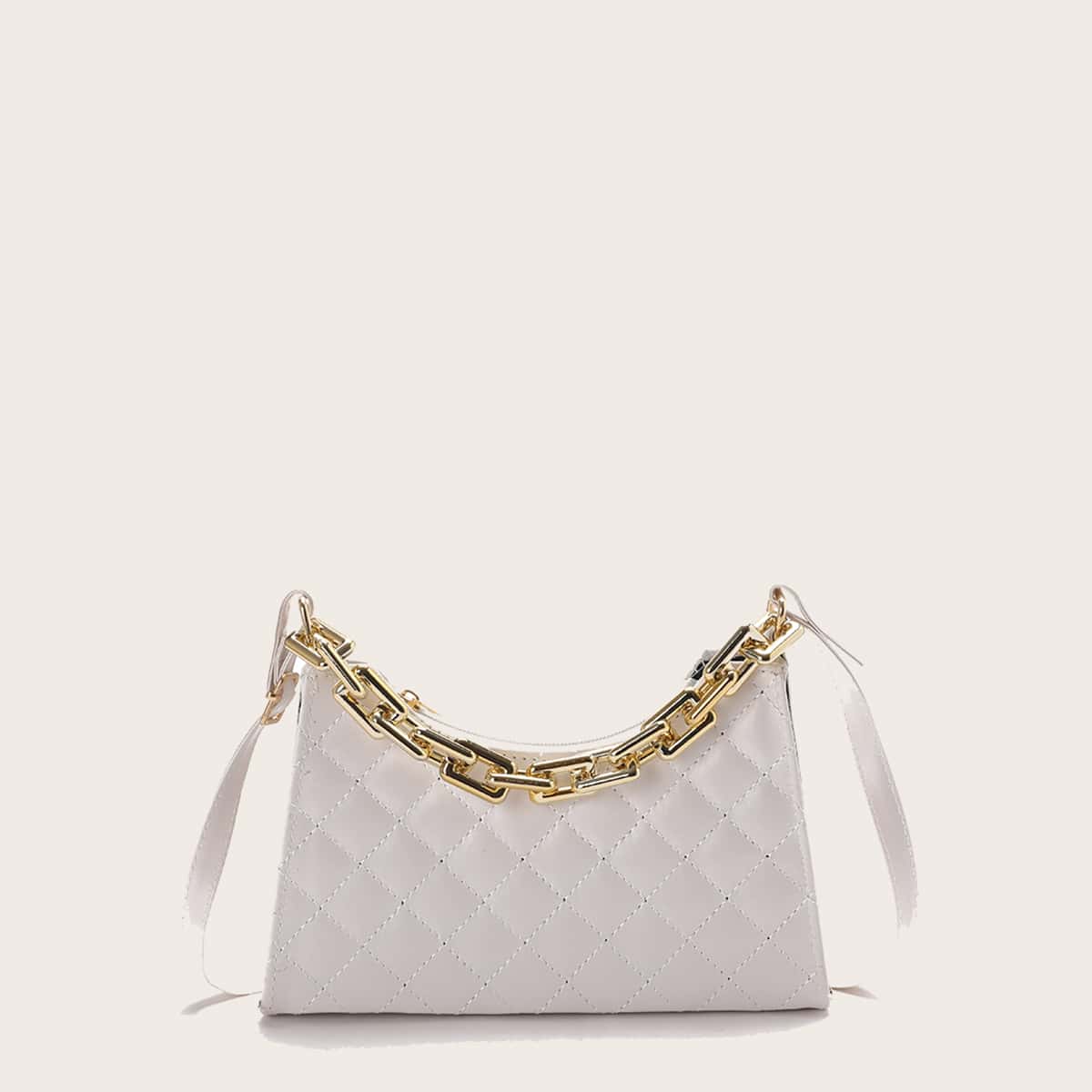 

Quilted Baguette Bag, White