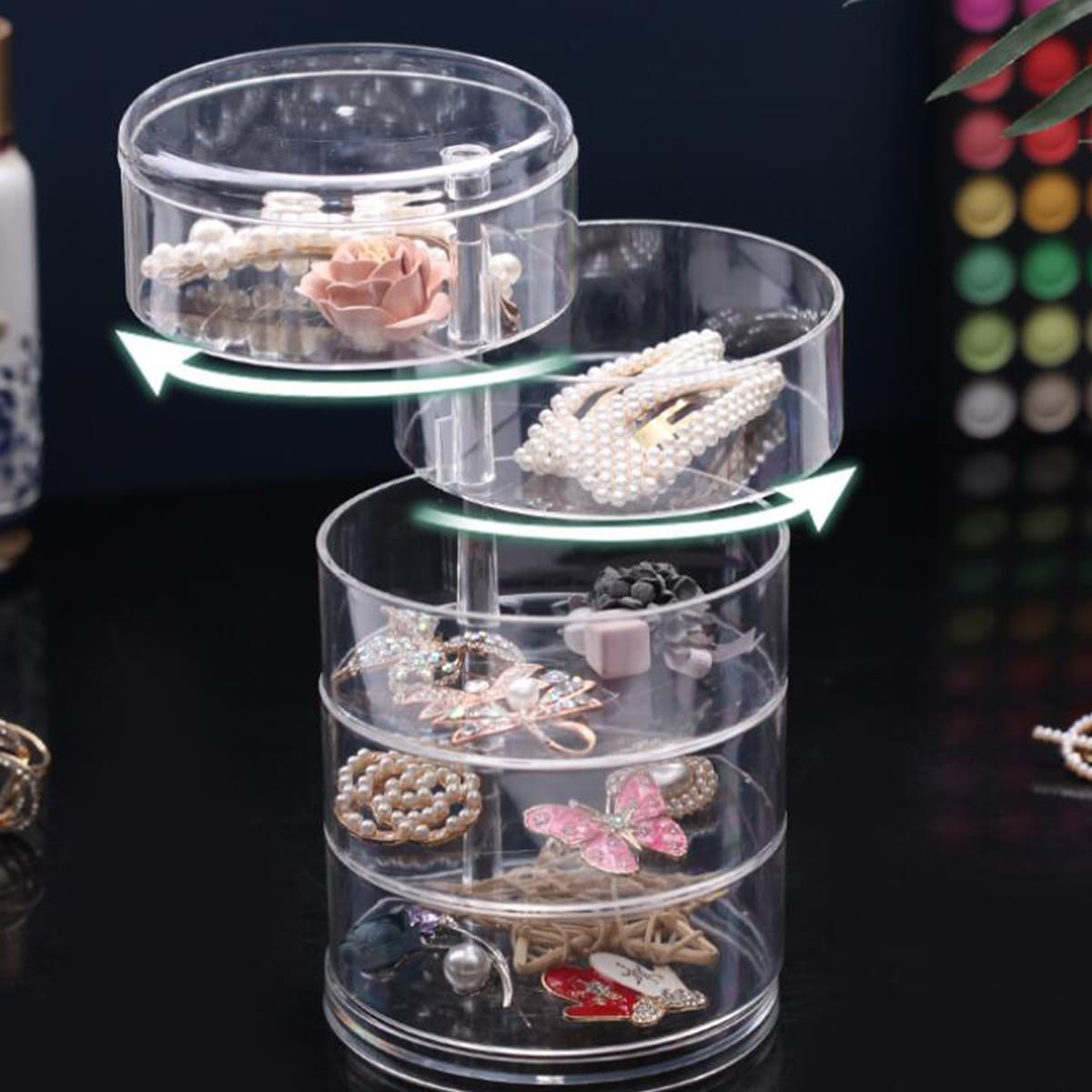 

1pc Rotatable Clear Jewelry Box