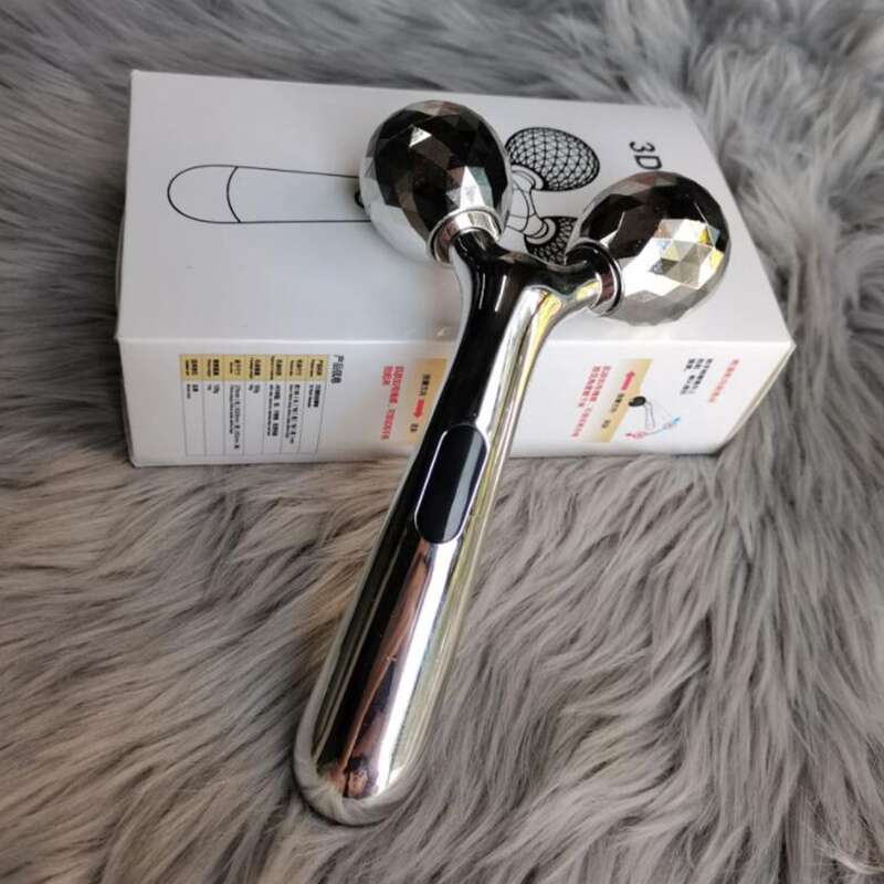 

1pc 3D Roller Face Massager, Silver
