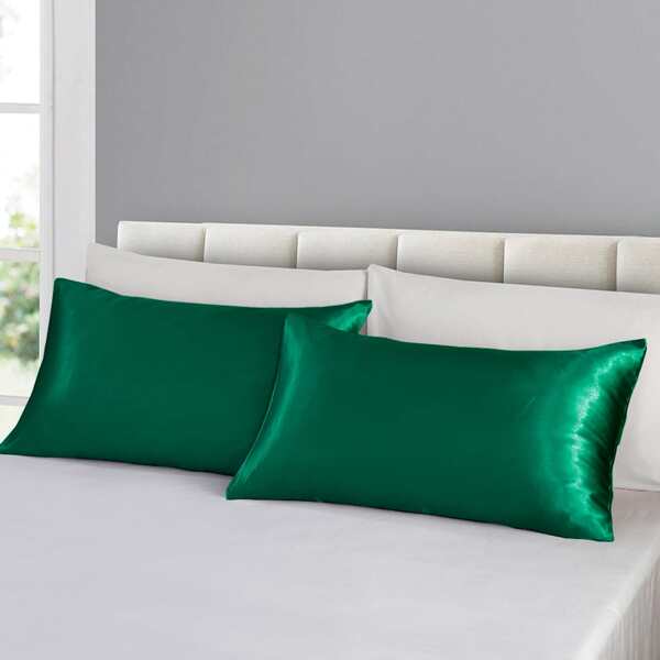 

1pair Solid Color Pillowcase Without Filler, Green