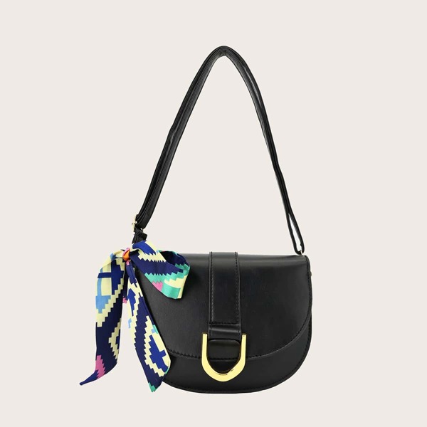 

Twilly Scarf Decor Crossbody Bag, Black