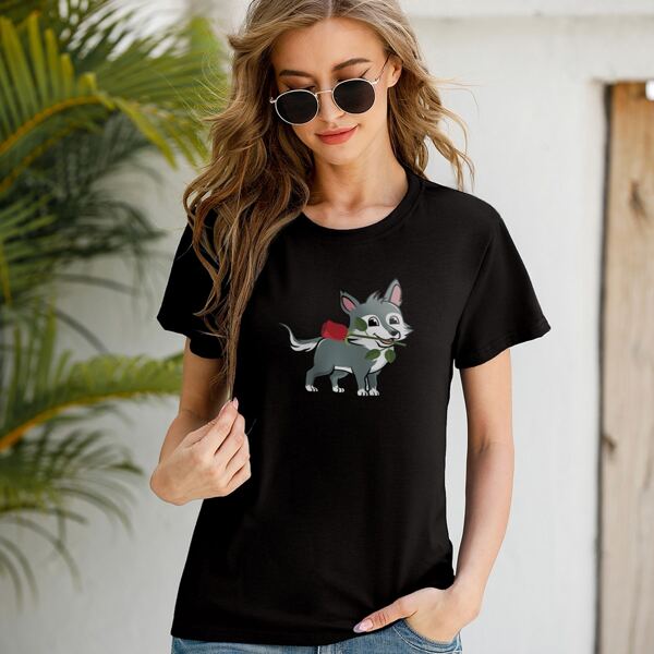 

Cartoon Graphic Short Sleeve Tee, Black