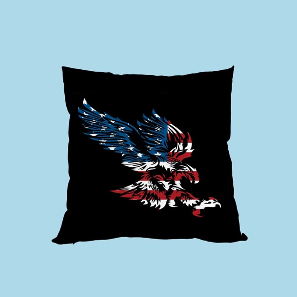 

Eagle Print Cushion Cover Without Filler, Black