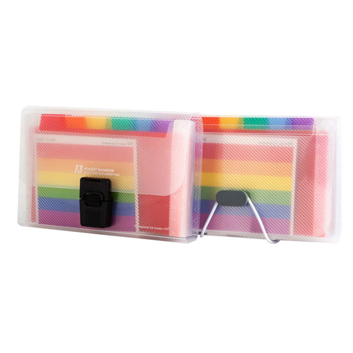 

1pc Rainbow Stripe 13 Layer Folder, Multicolor