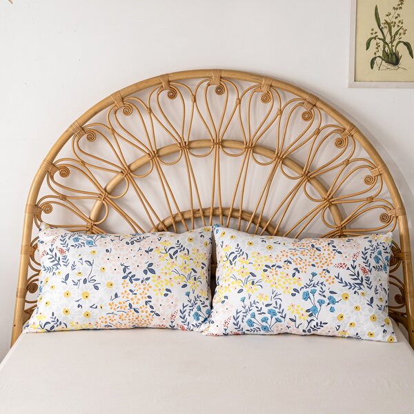 

1pair Flower Print Pillowcase Without Filler, Multicolor