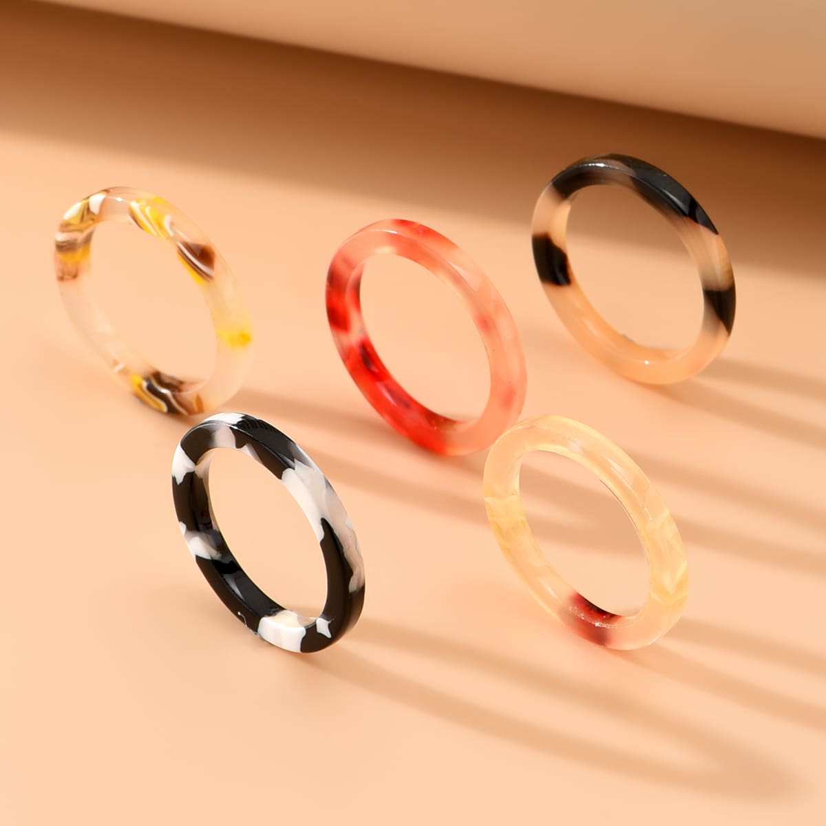 

3pcs Resin Ring, Multicolor