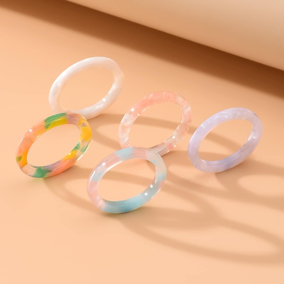 

5pcs Resin Ring, Multicolor