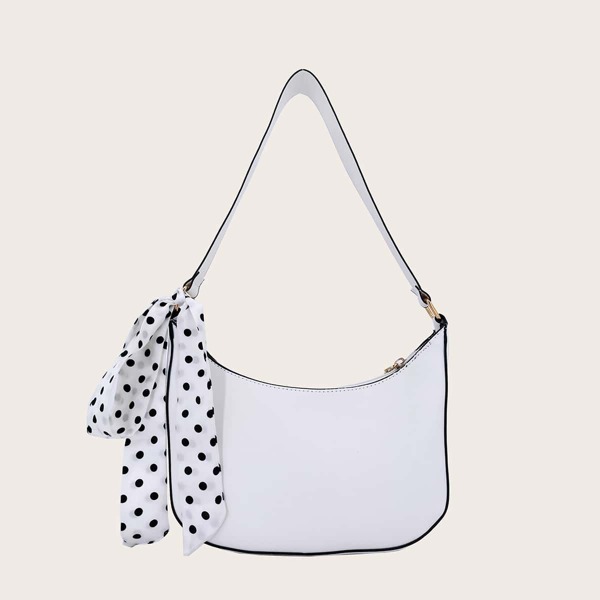

Twilly Scarf Decor Shoulder Bag, White