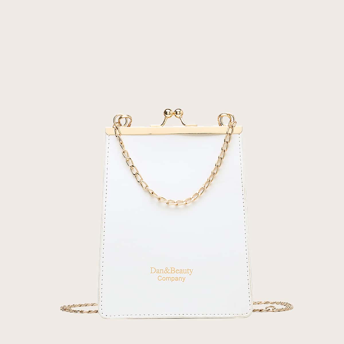 

Kiss Lock Chain Crossbody Bag, White