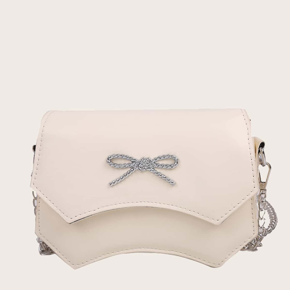 

Bow Chain Crossbody Bag, Beige