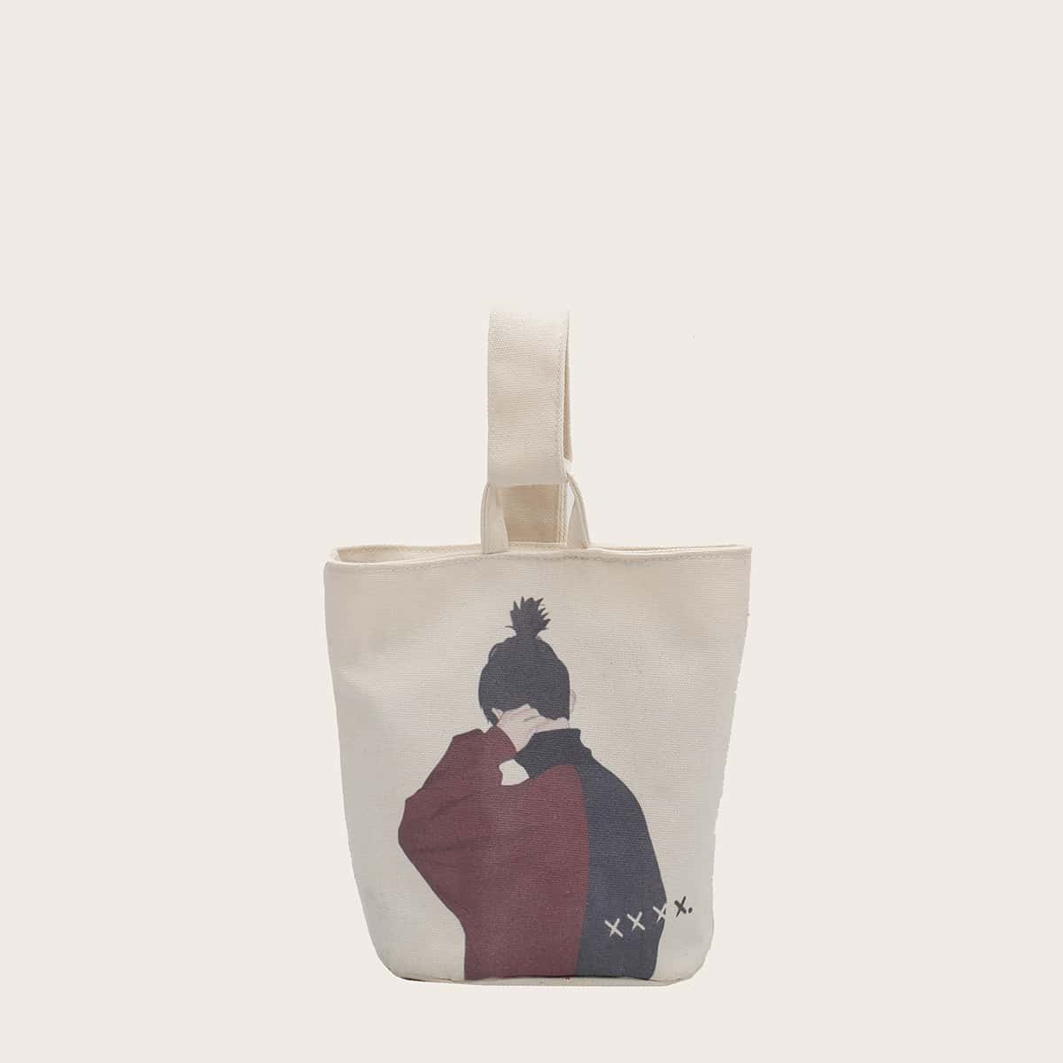 

Figure Graphic Satchel Bag, Beige