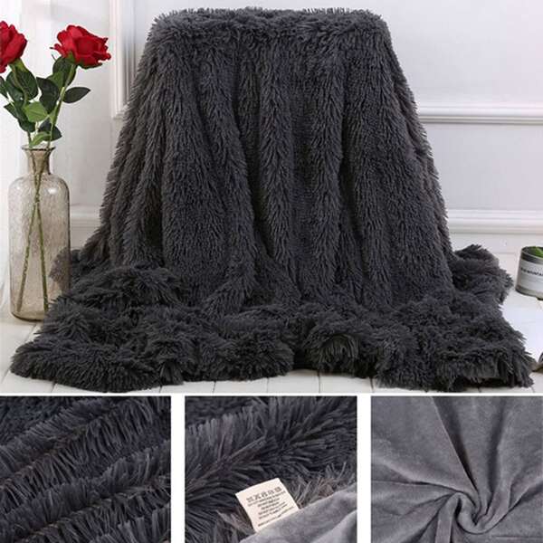 

Solid Color Plush Blanket, Dark grey