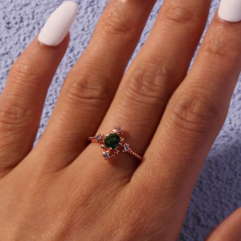 

Rhinestone Decor Ring, Green