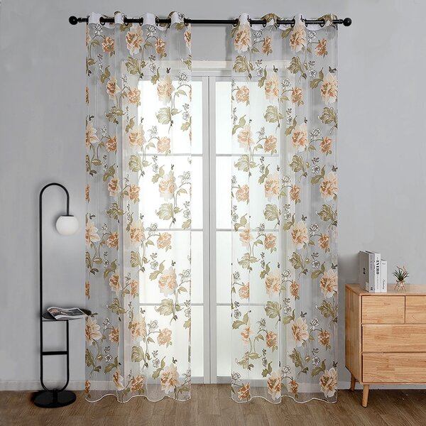 

Flower Print Single Panel Sheer Curtain, Multicolor