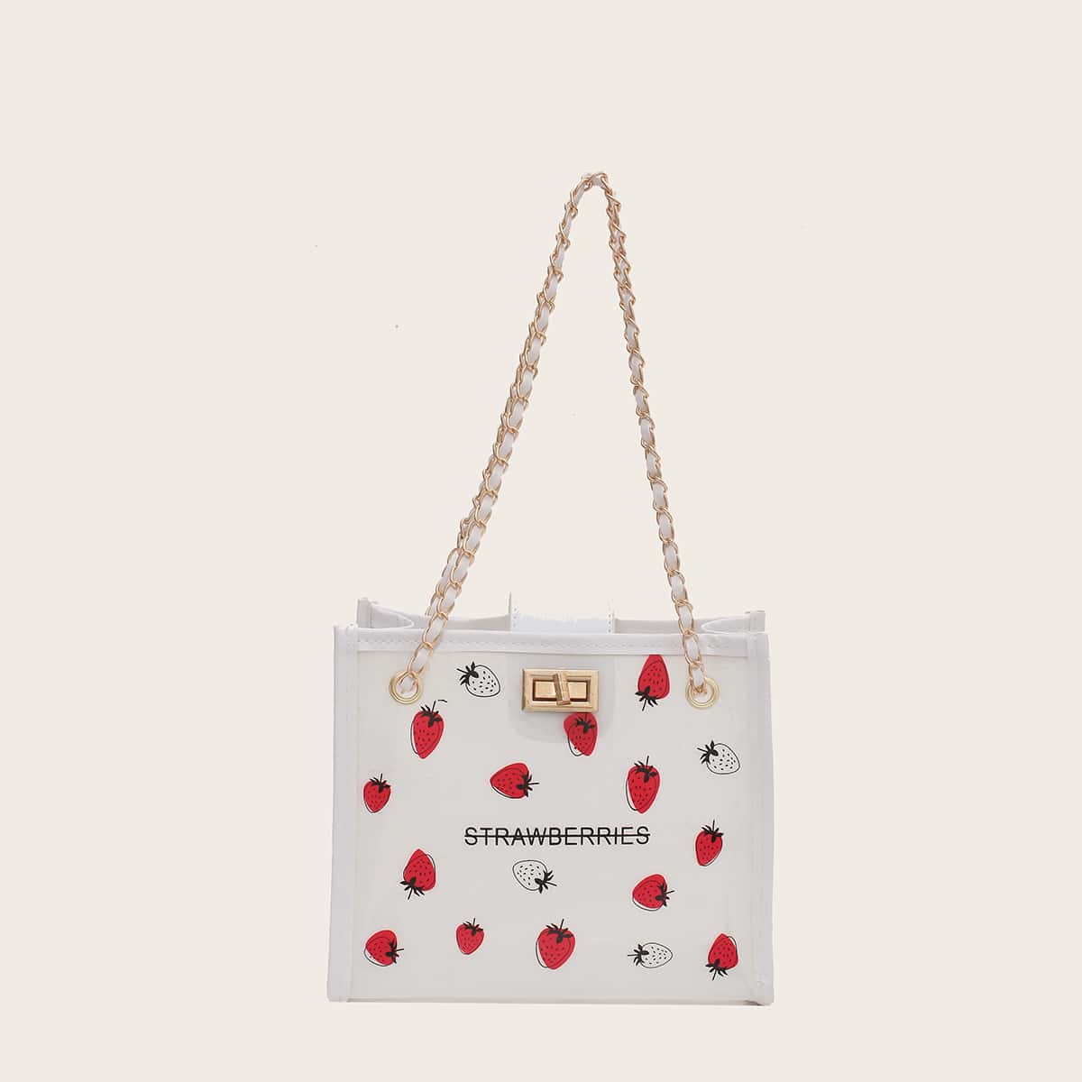 

Strawberry Clear Shoulder Bag, White