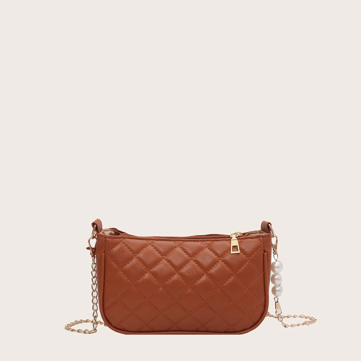 

Quilted Chain Crossbody Bag, Brown
