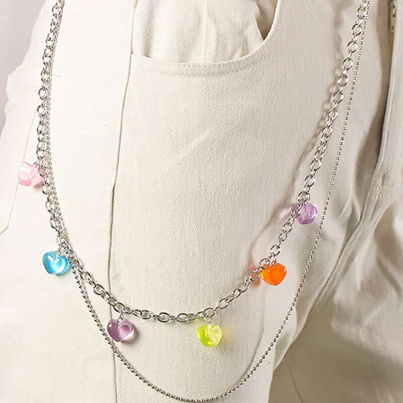 

Heart Decor Layered Pants Chain, Multicolor