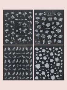 4sheets Flower Pattern Nail Art Sticker