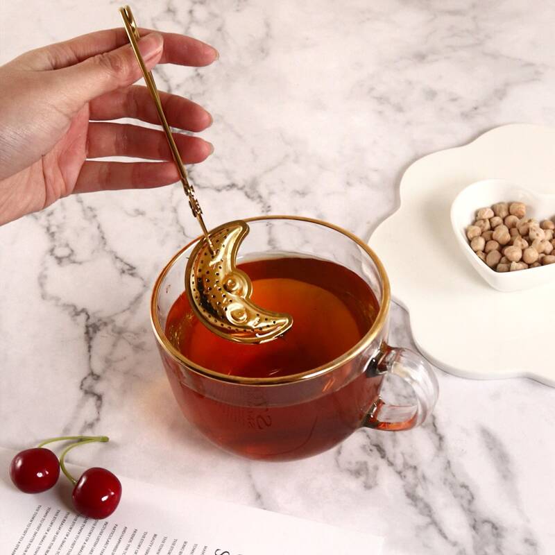 

1pc Moon Tea Filter, Gold