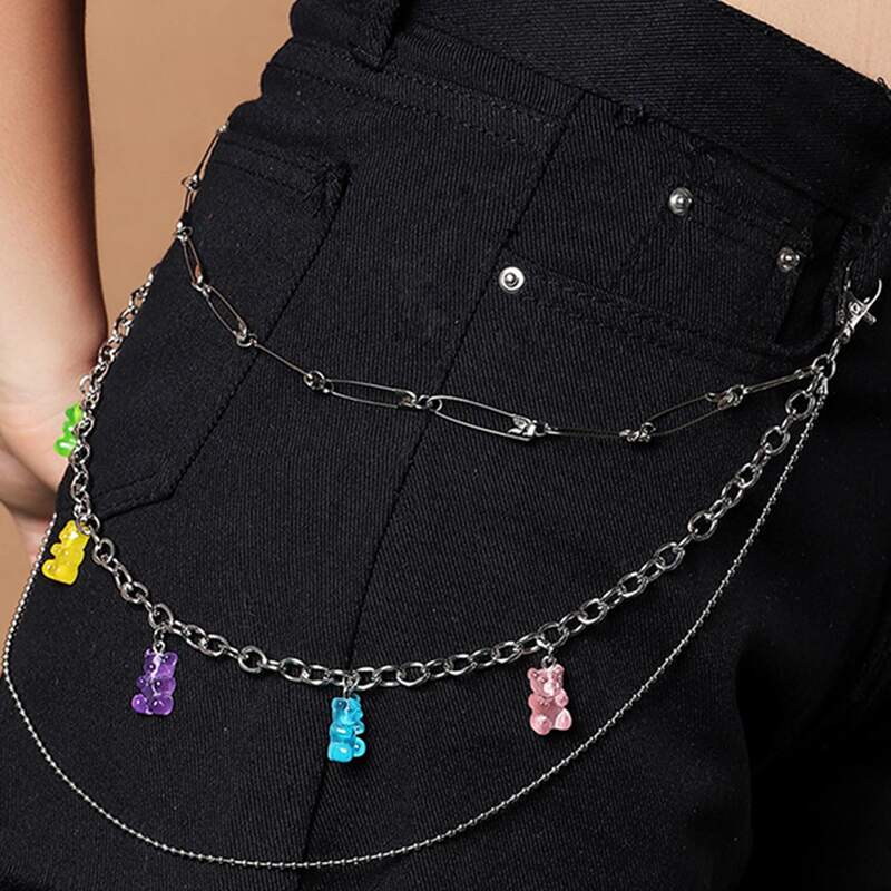 

Bear Decor Layered Pants Chain, Multicolor