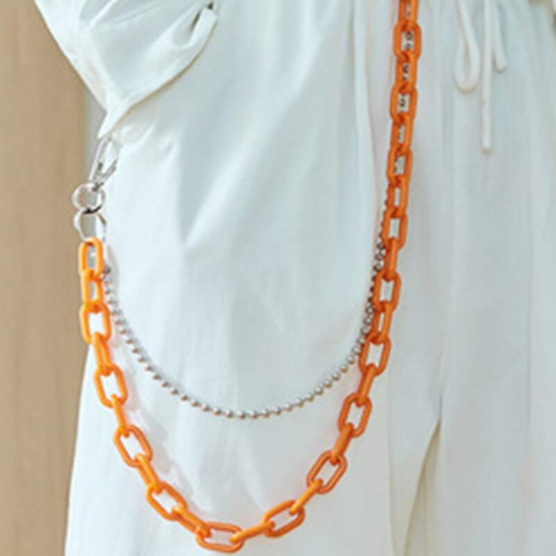 

Solid Layered Pants Chain, Orange