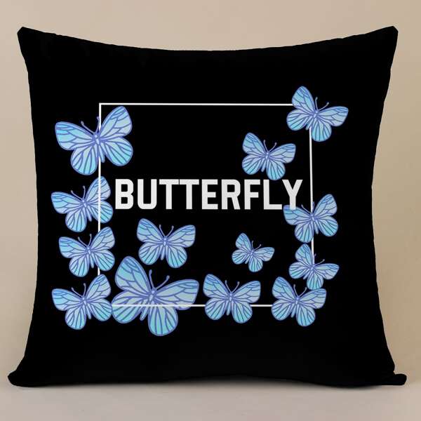 

Butterfly Print Cushion Cover Without Filler, Multicolor
