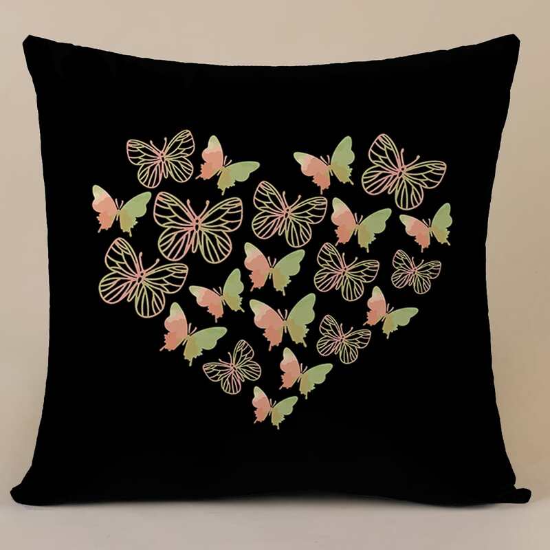 

Butterfly Print Cushion Cover Without Filler, Multicolor