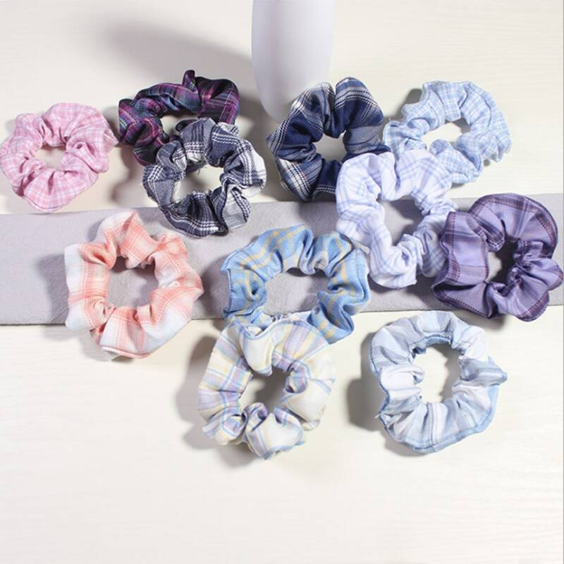

5pcs Random Plaid Scrunchie, Multicolor